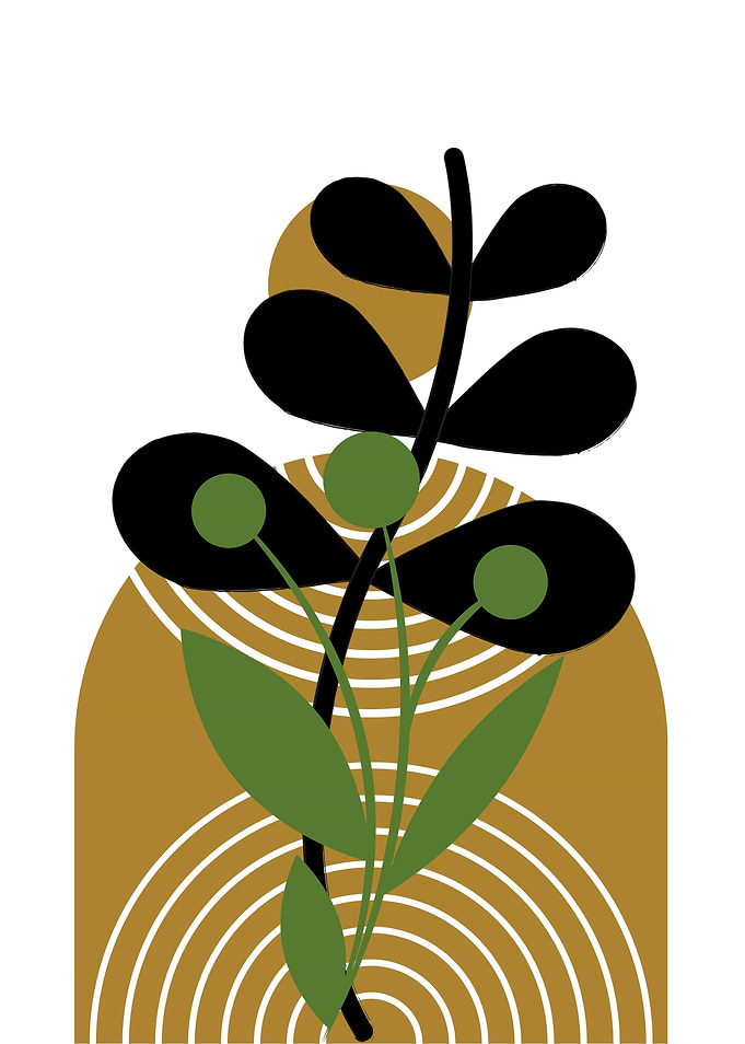 Abstract Floral Art with Geometric Shapes
