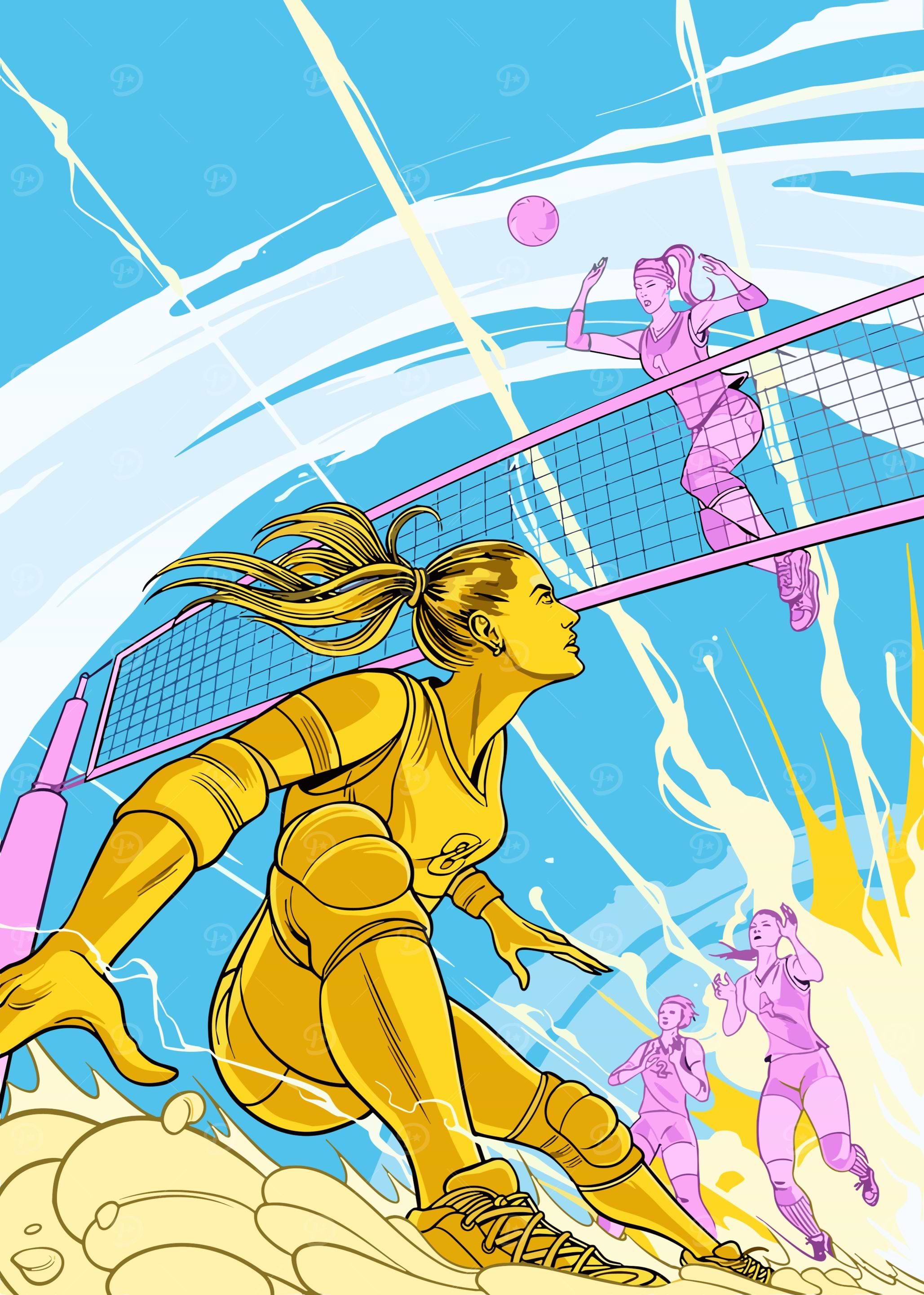 Volleyball Team in Action