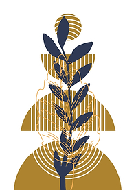 Abstract Botanical Art with Geometric Shapes