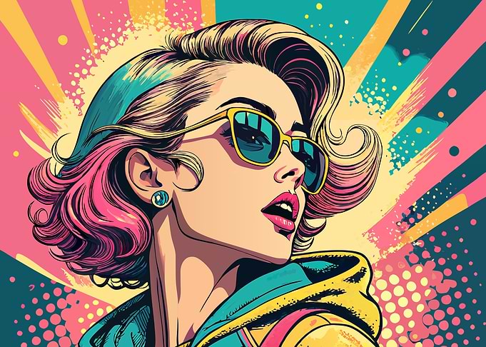 Pop Art Woman with Sunglasses