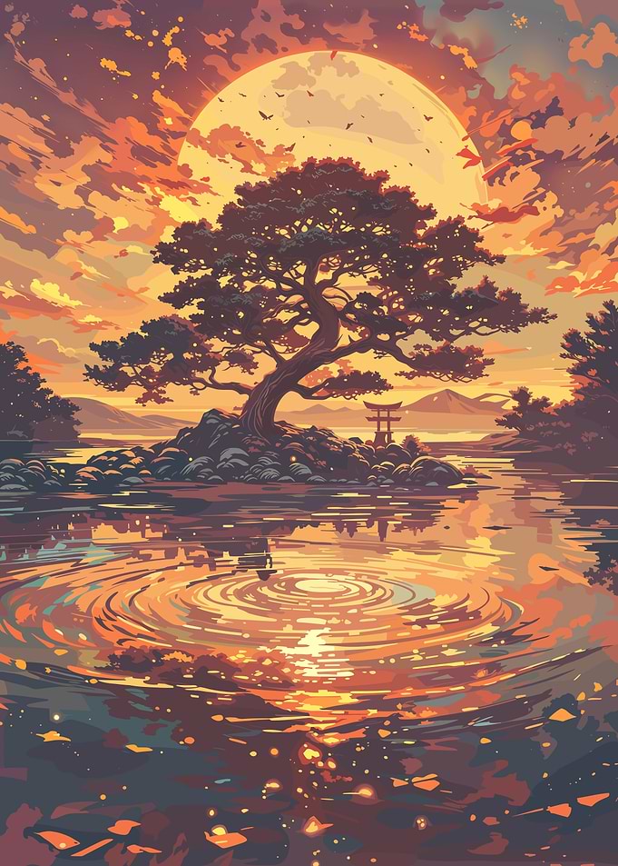Sunset Lake Landscape