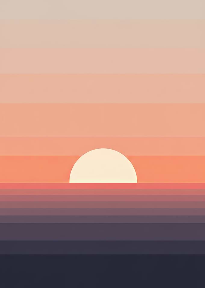 Pixelated Sunset Over Water