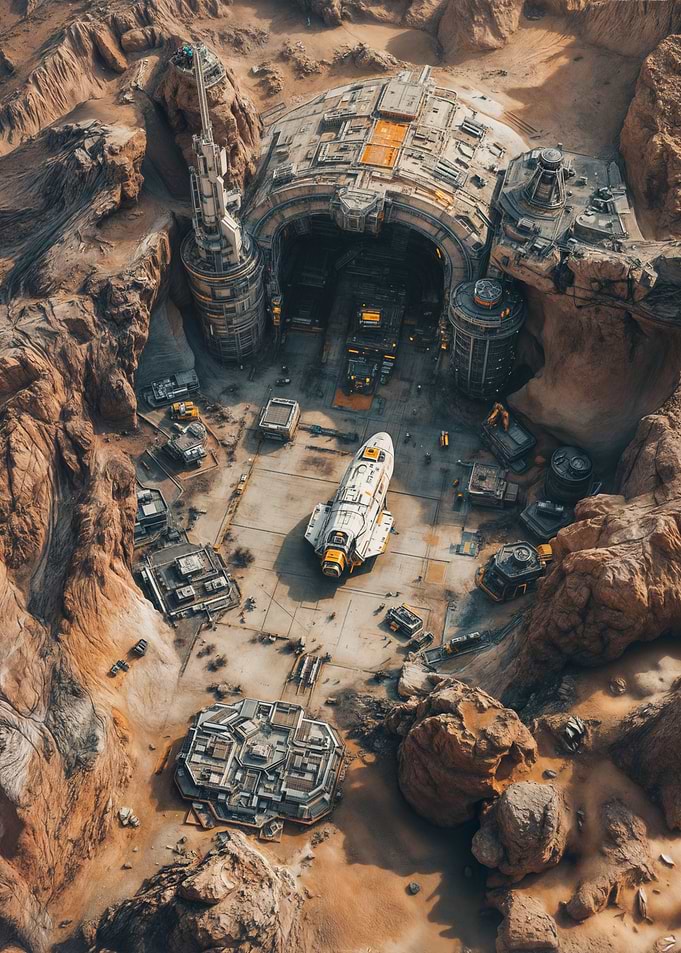 Desert Outpost with Spaceship
