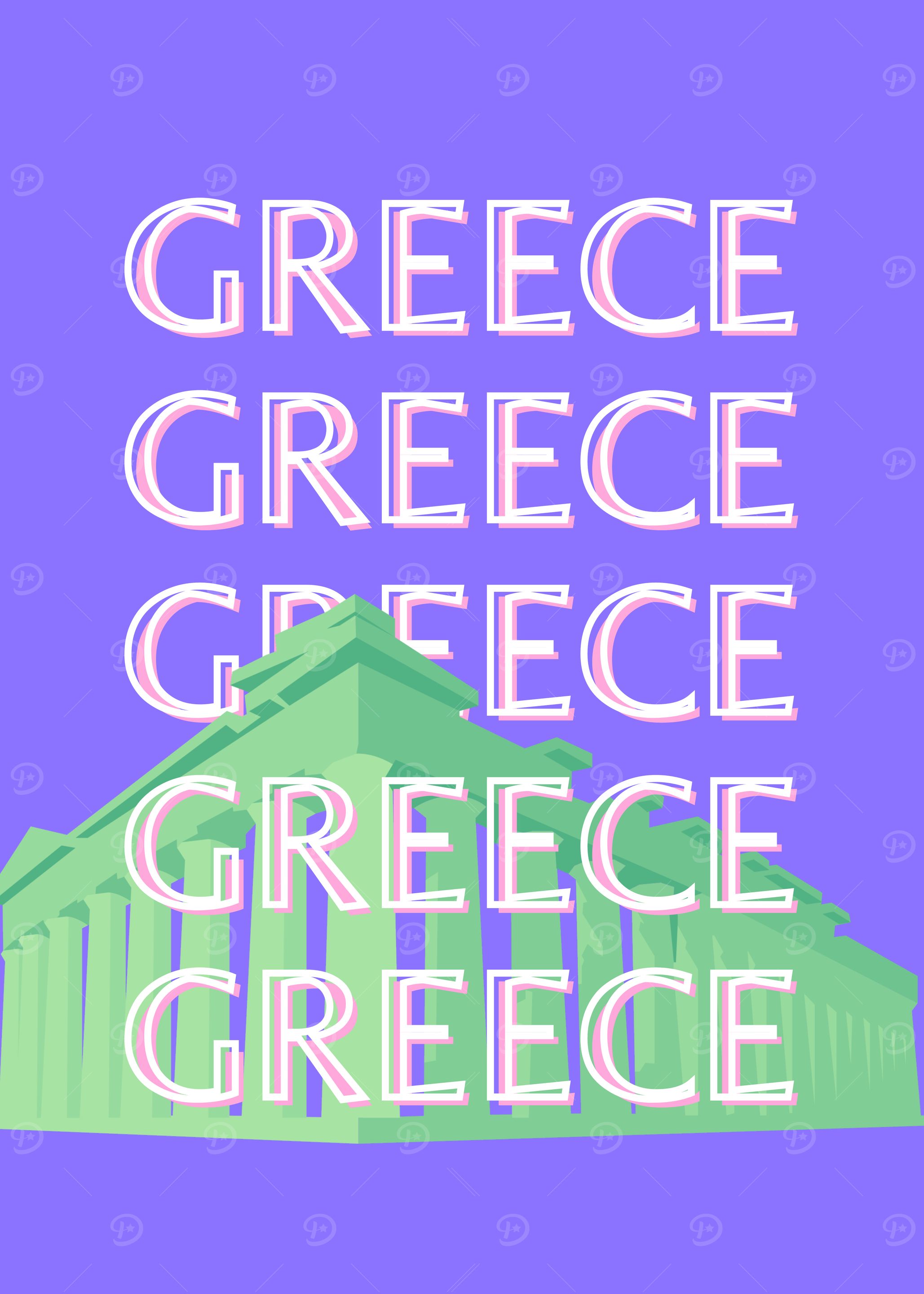 Greece Travel Illustration Poster
