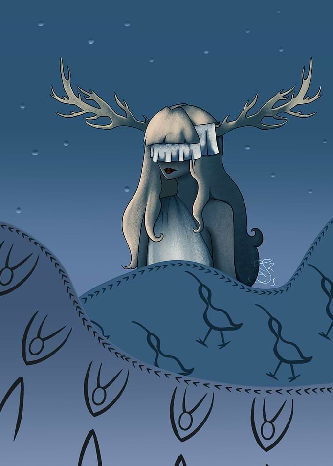 Mystical Woman with Antlers Illustration