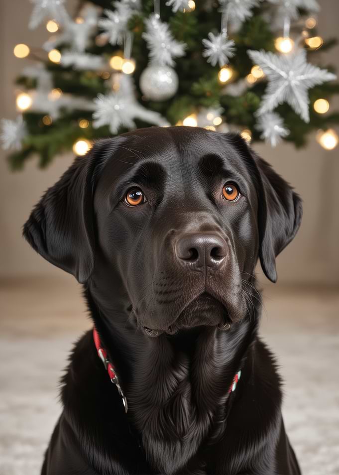 Black Labrador Christmas Portrait