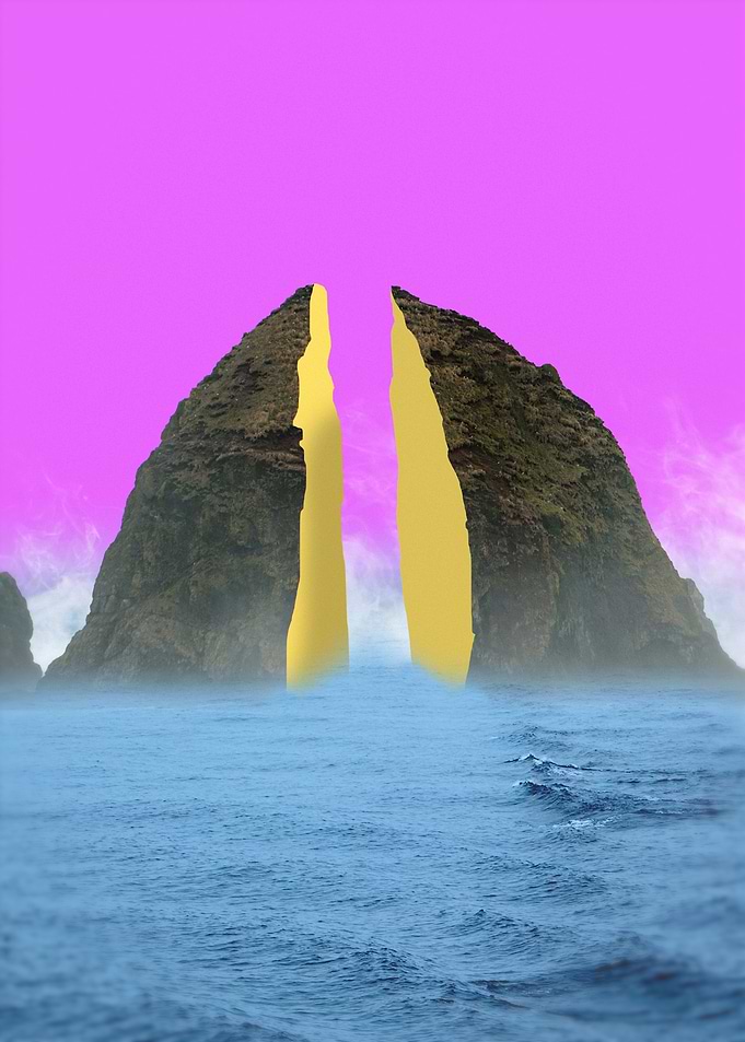 Split Mountain under a Magenta Sky