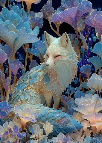 Fox in a Floral Dreamscape