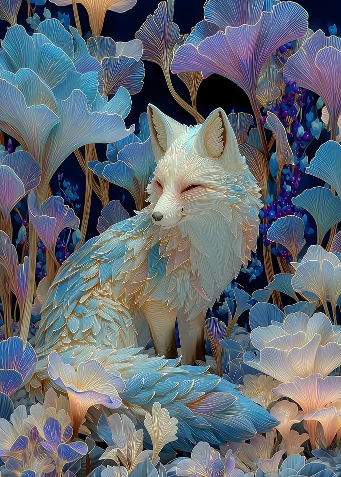 Fox in a Floral Dreamscape