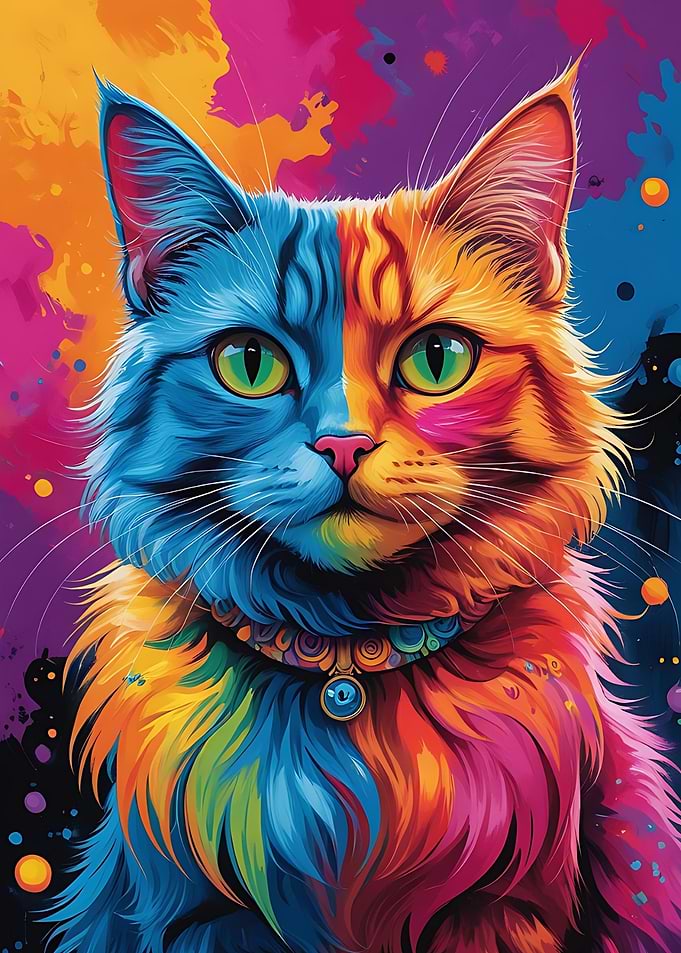 Colorful Cat Portrait