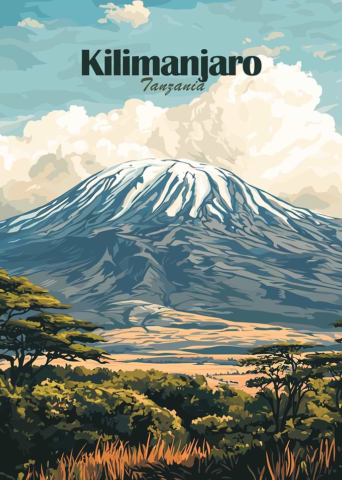 Kilimanjaro Tanzania Travel Poster