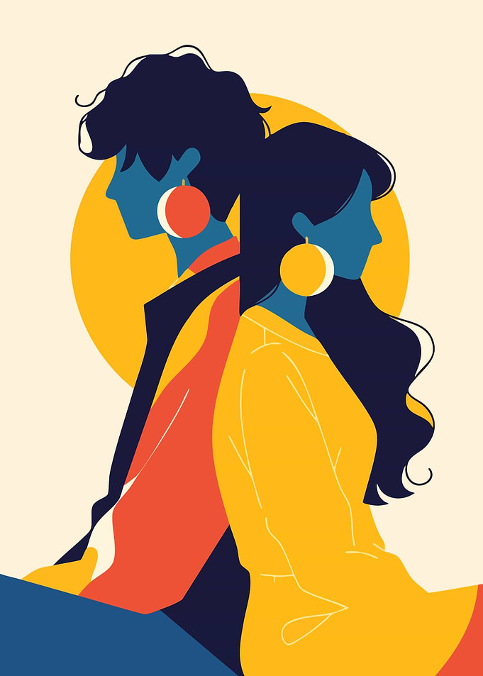Earrings Couple Minimalist Art Illustration Abstract