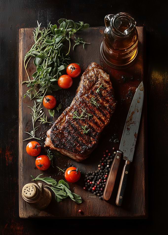 Grilled Steak with Herbs and Tomatoes