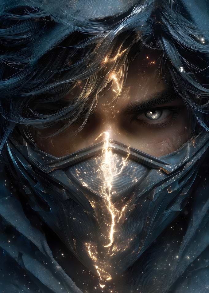 Masked Warrior with Glowing Energy
