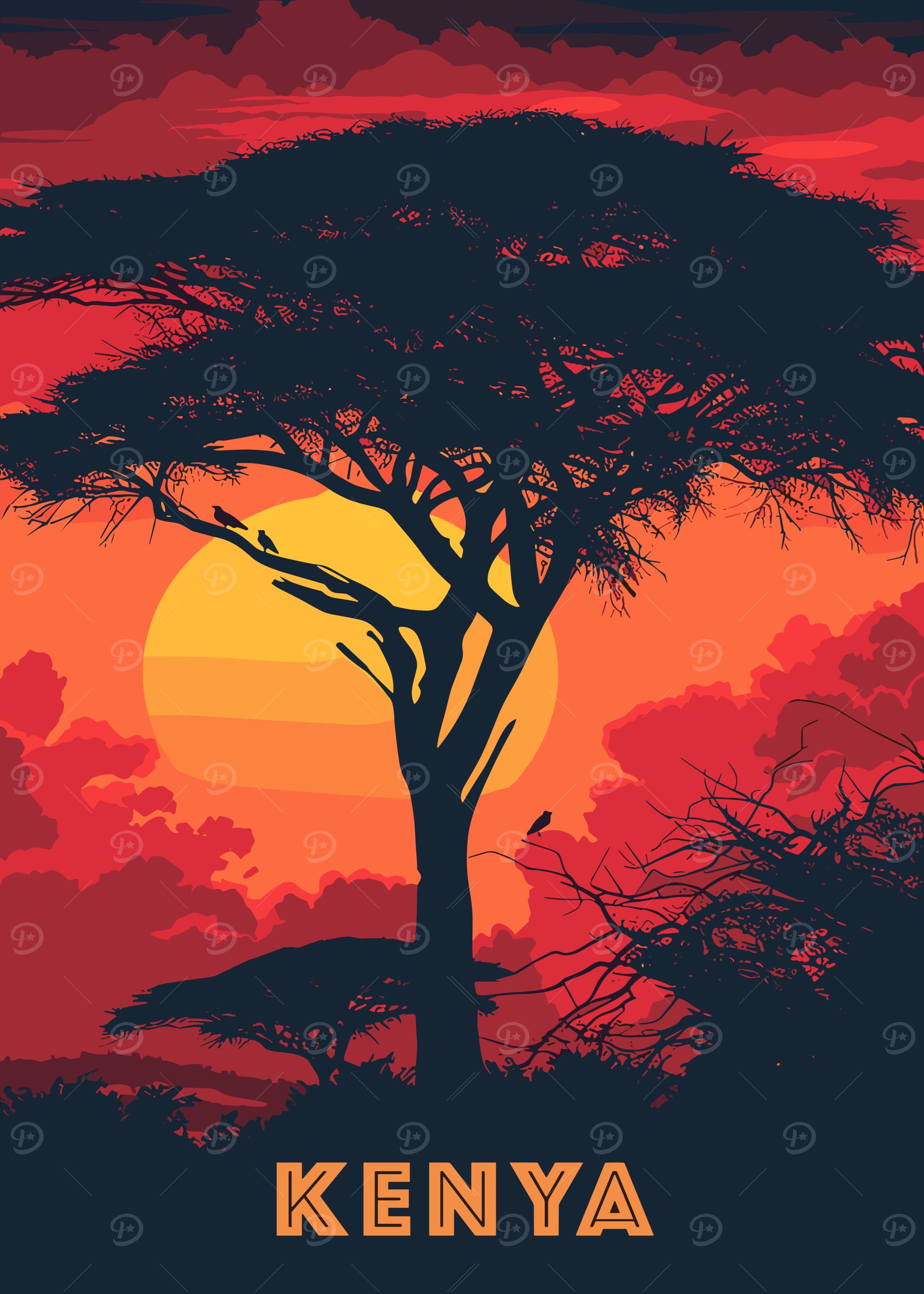 Kenya Sunset Silhouette