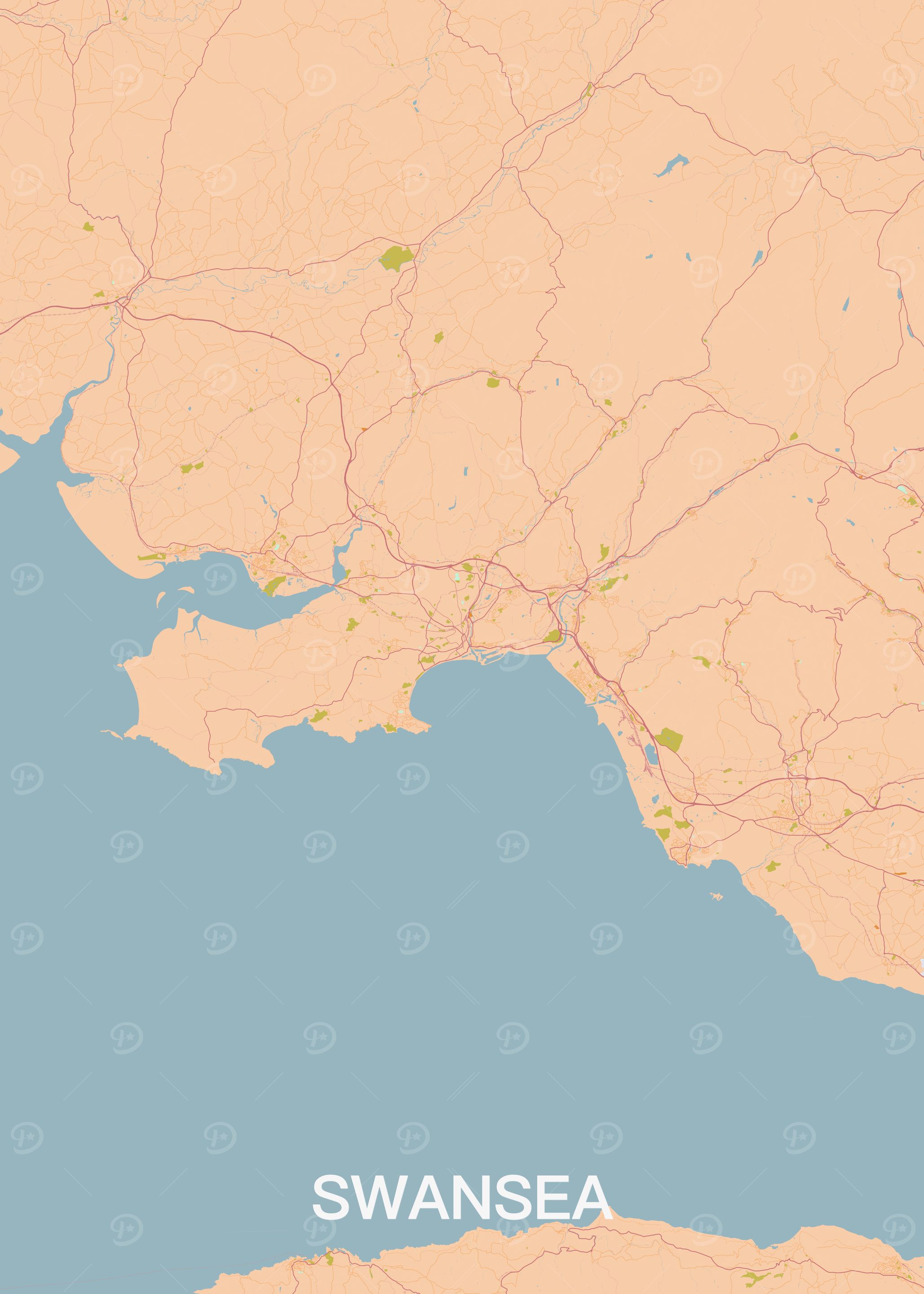 Swansea Map Art Print