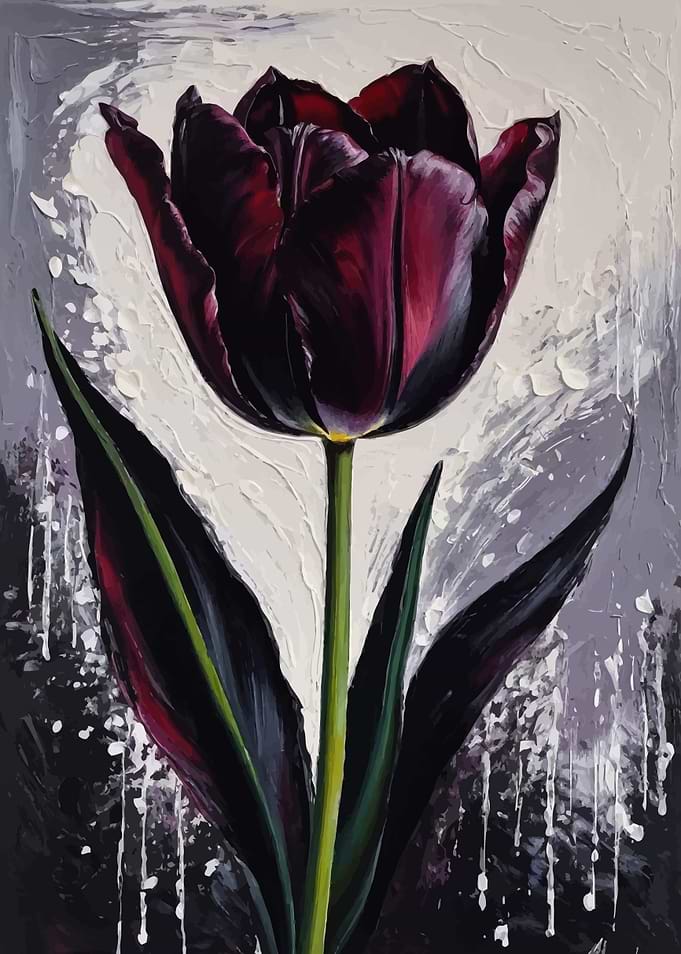 Tulip Queen of Night Painting