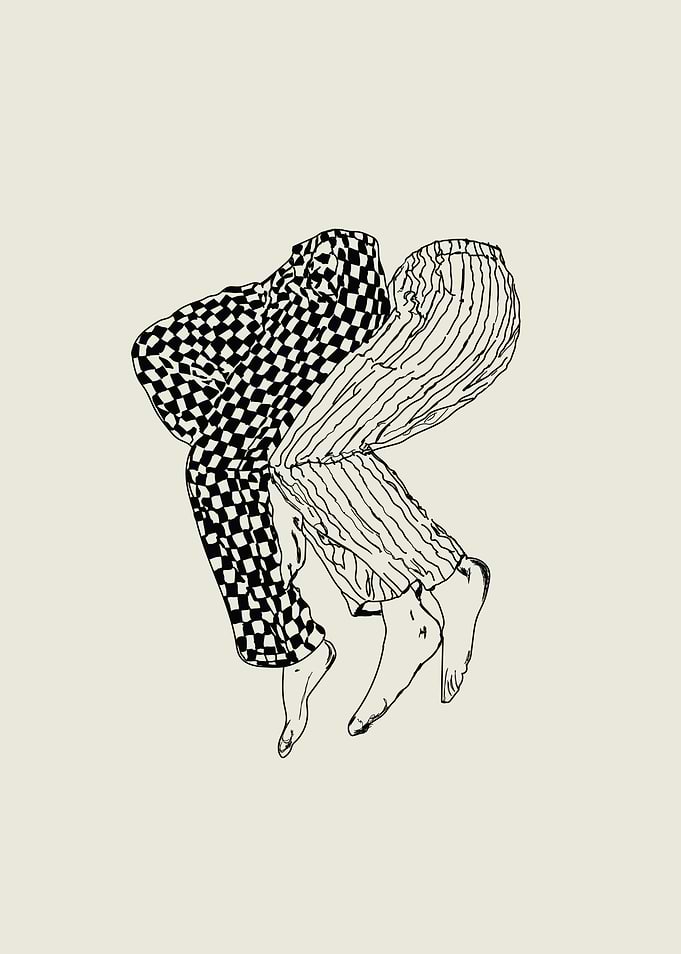 Abstract Embrace in Pajamas