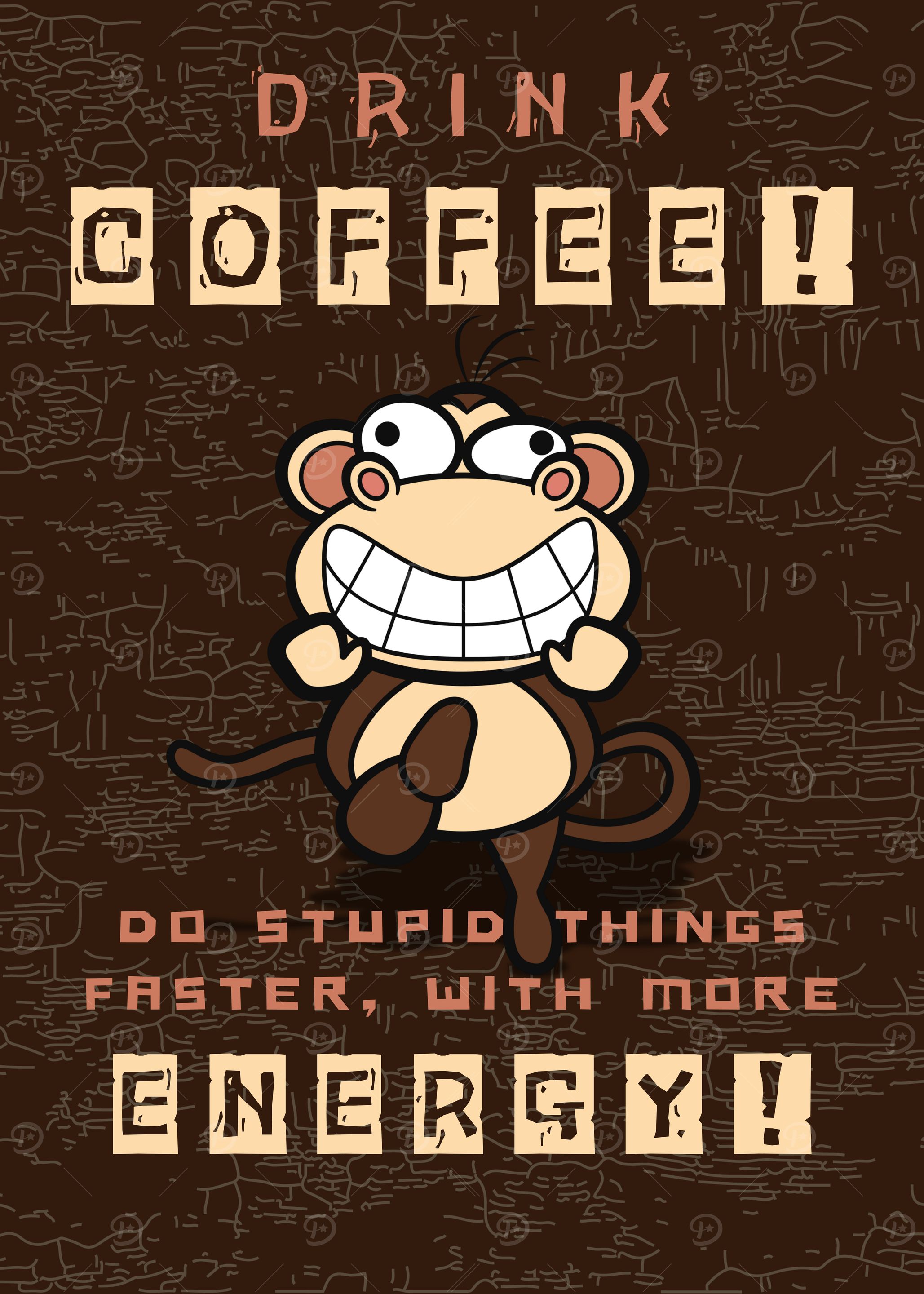 Drink Coffee Monkey Cartoon