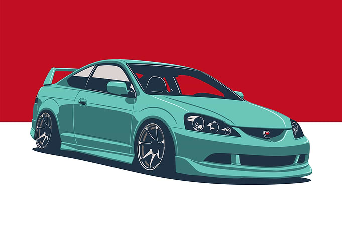 Teal Acura Integra Illustration