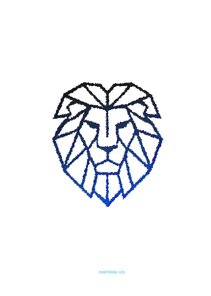 Geometric Lion Head Illustration (White)