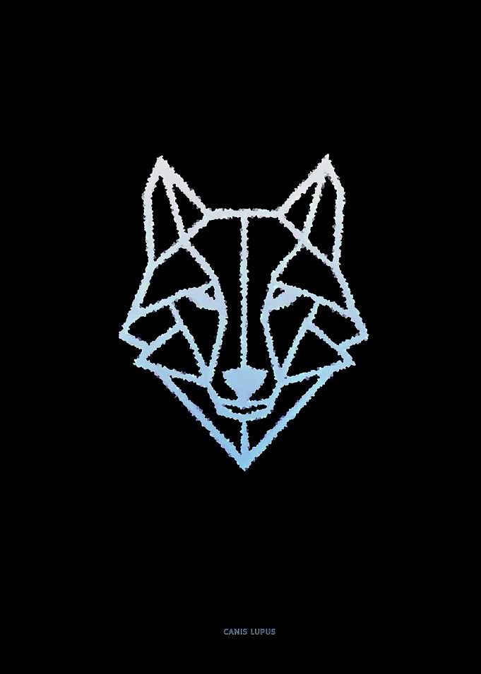 Geometric Wolf Head on Black