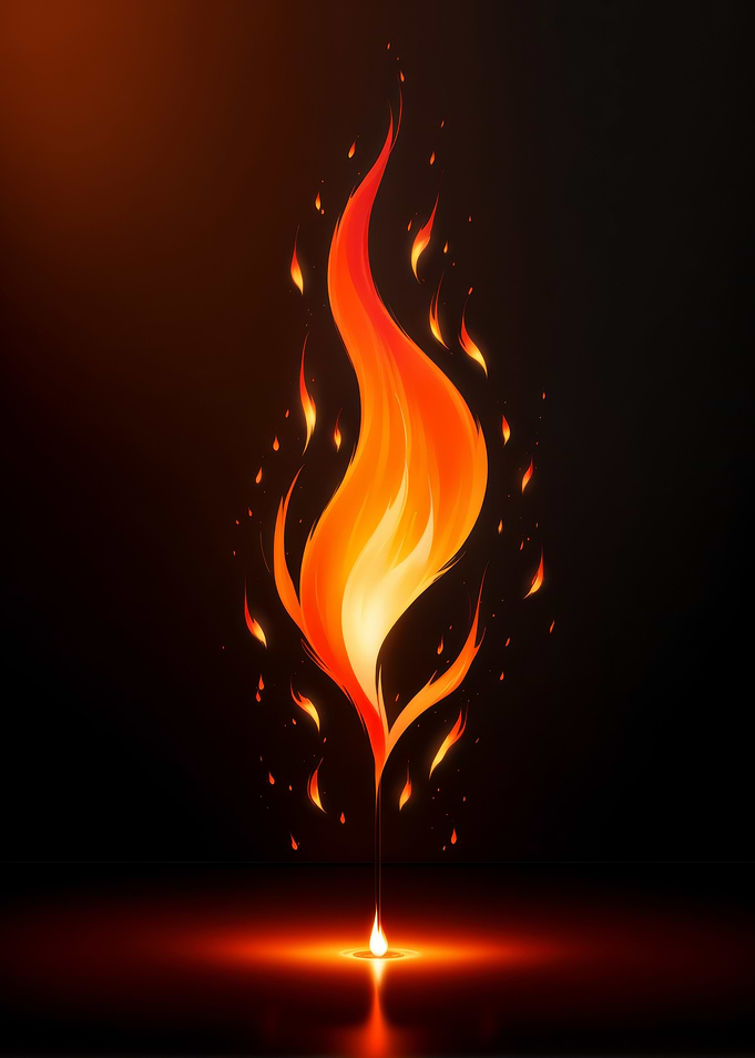 Stylized Flame on Dark Background