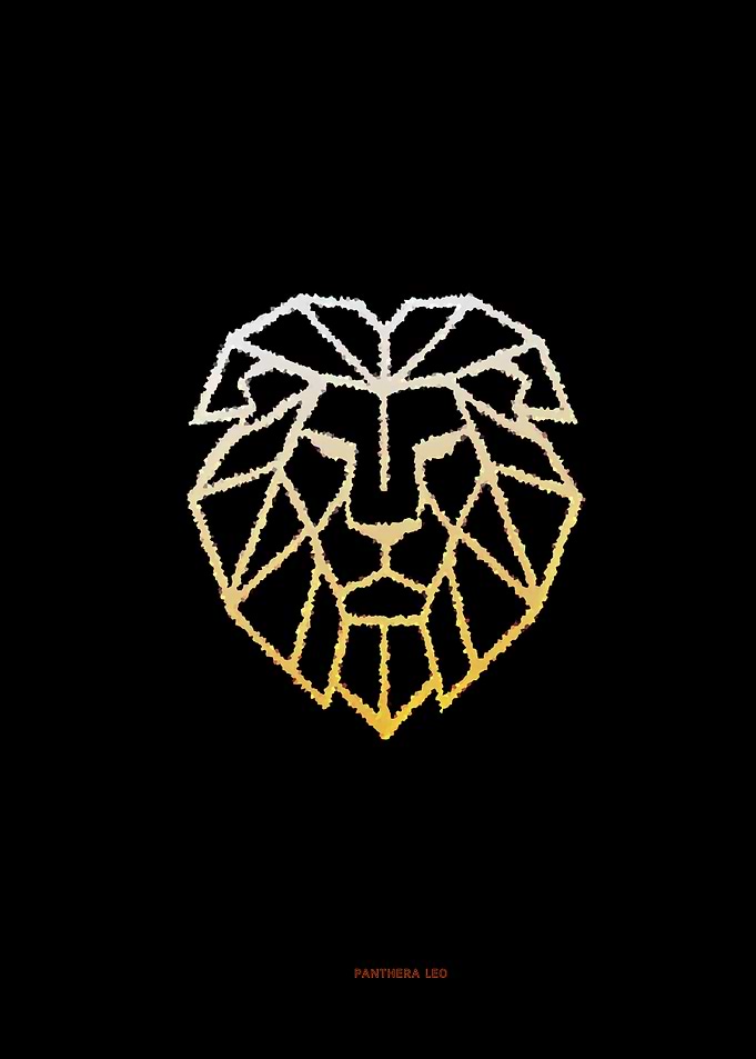 Geometric Lion Head on Black