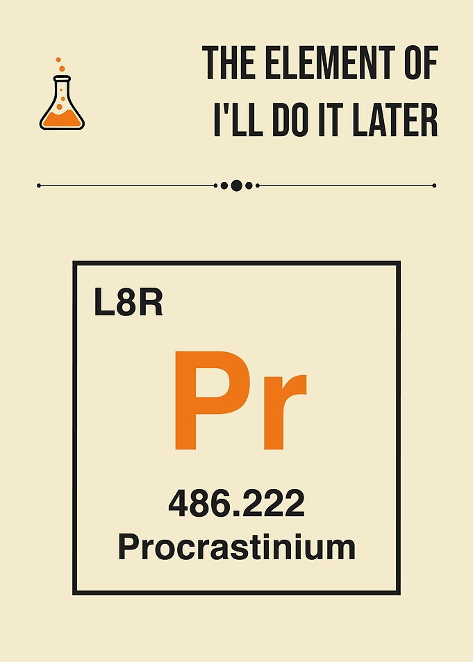 Element of I'll Do It Later Funny Periodic Table Procrastination Humor