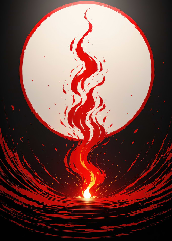 Red Flame and White Circle