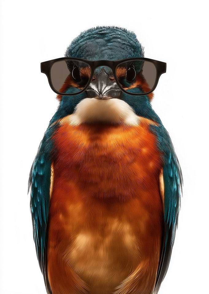 Cool Kingfisher Bird with Sunglasses