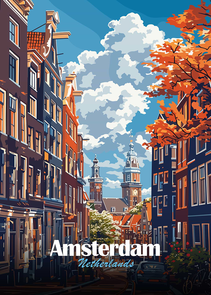 Amsterdam Netherlands Cityscape Art