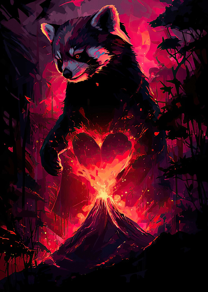 Red Panda Volcanic Heart