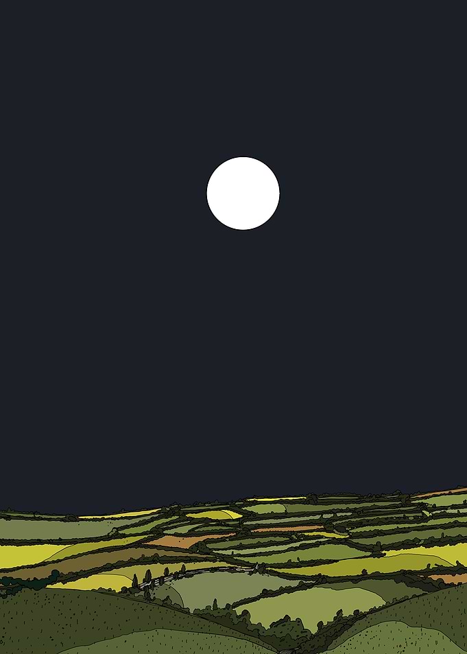 Night Landscape with Moon