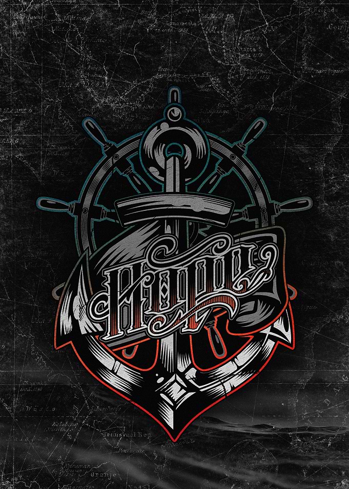 Anchor and Ship Wheel Graphic