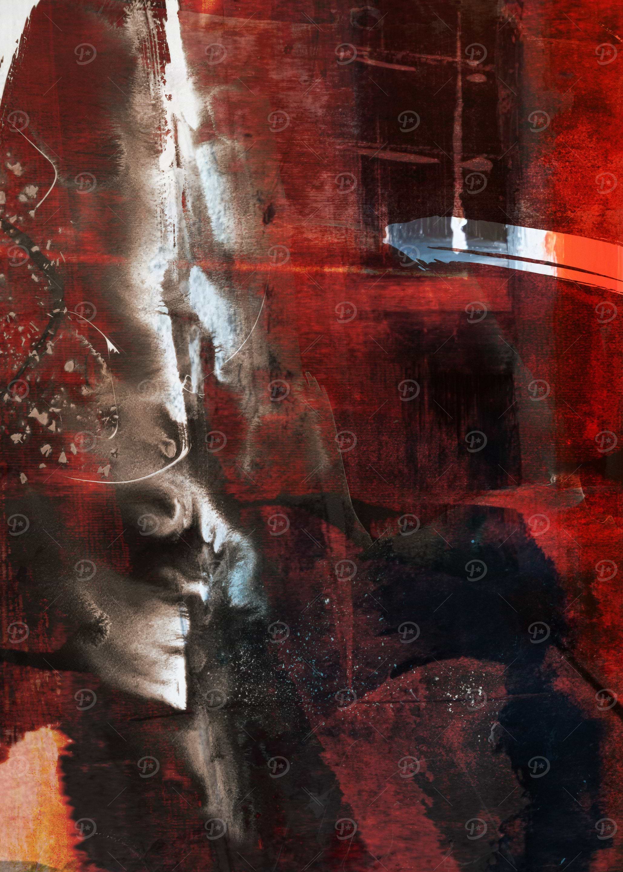 Abstract Red and Black Painting