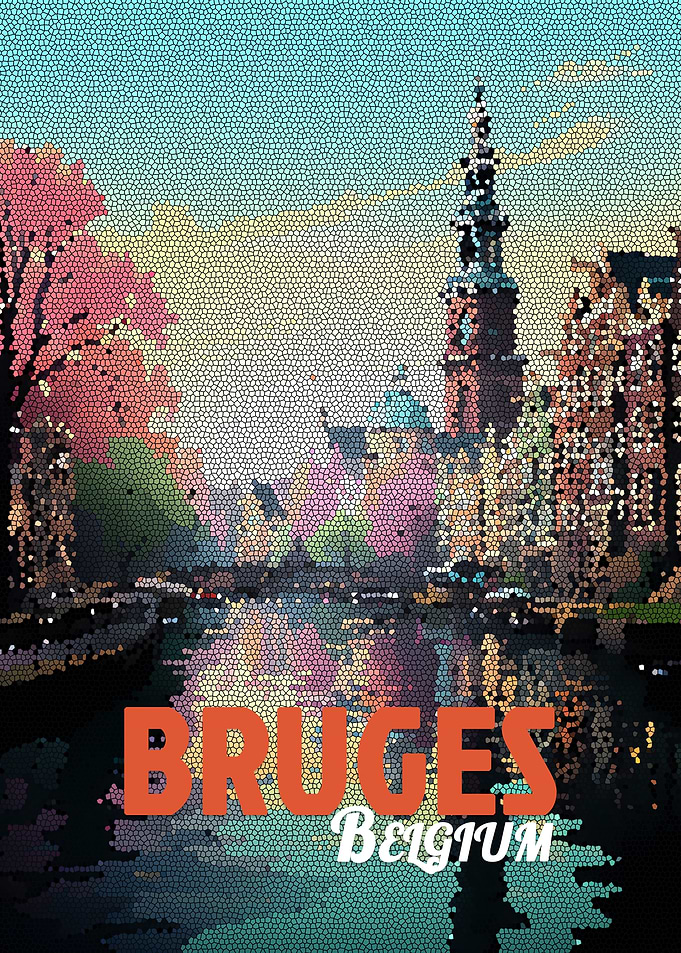 Bruges, Belgium Mosaic Art Poster