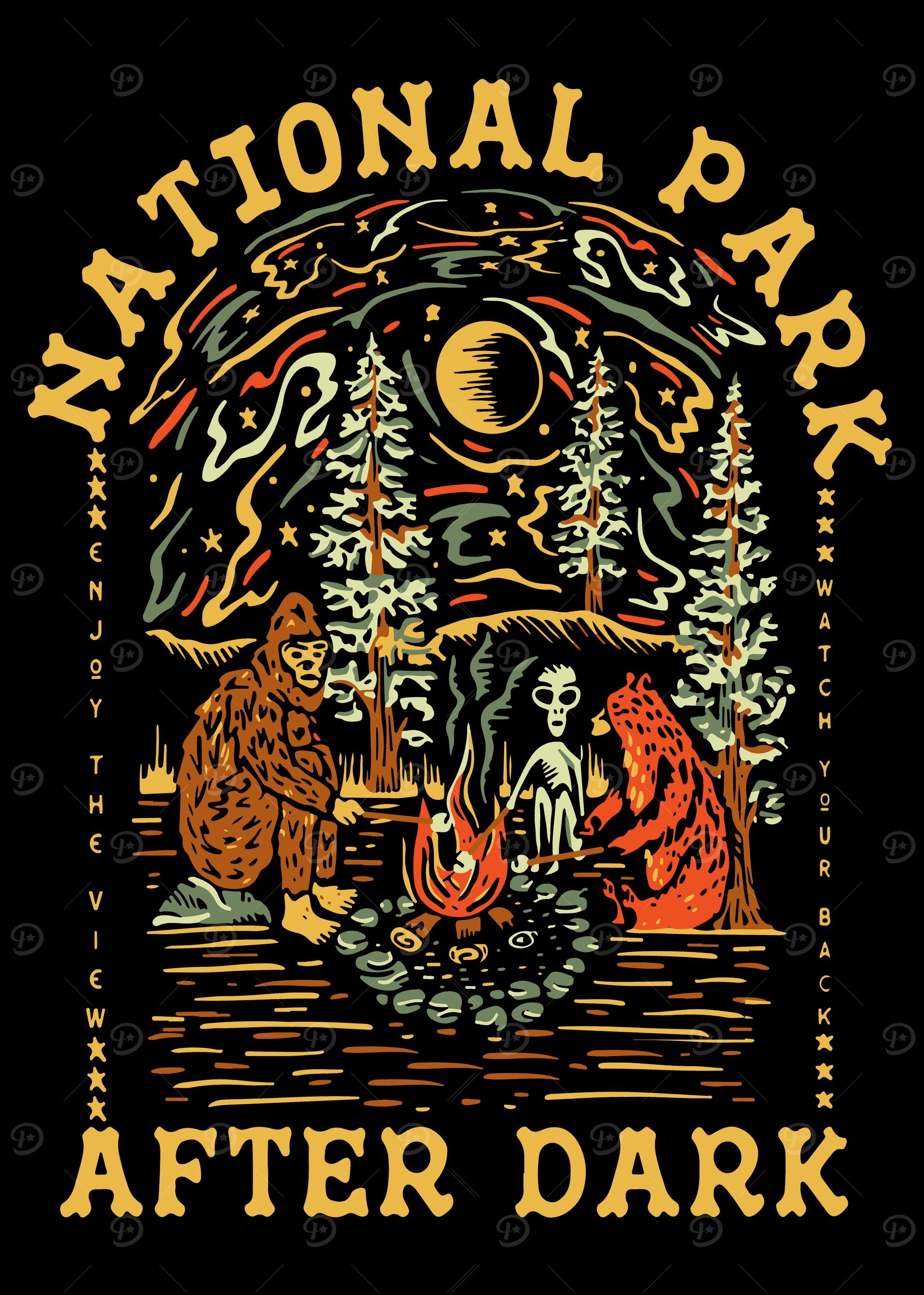 National Park After Dark Illustration