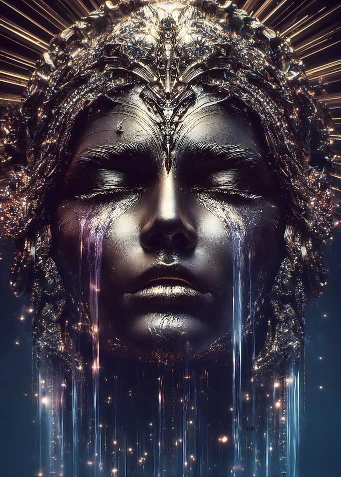 Crying Goddess with Golden Crown