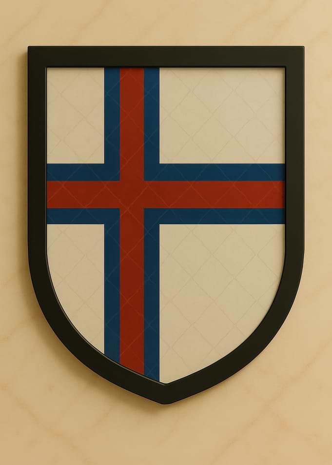Framed Faroe Islands Flag Shield - Marble look