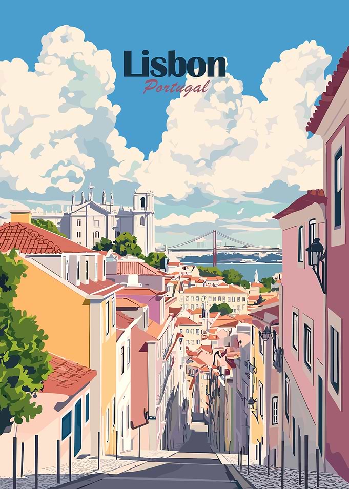 Lisbon, Portugal Cityscape Illustration