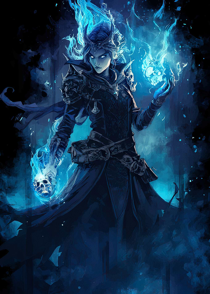 Blue Fire Sorceress Skulls