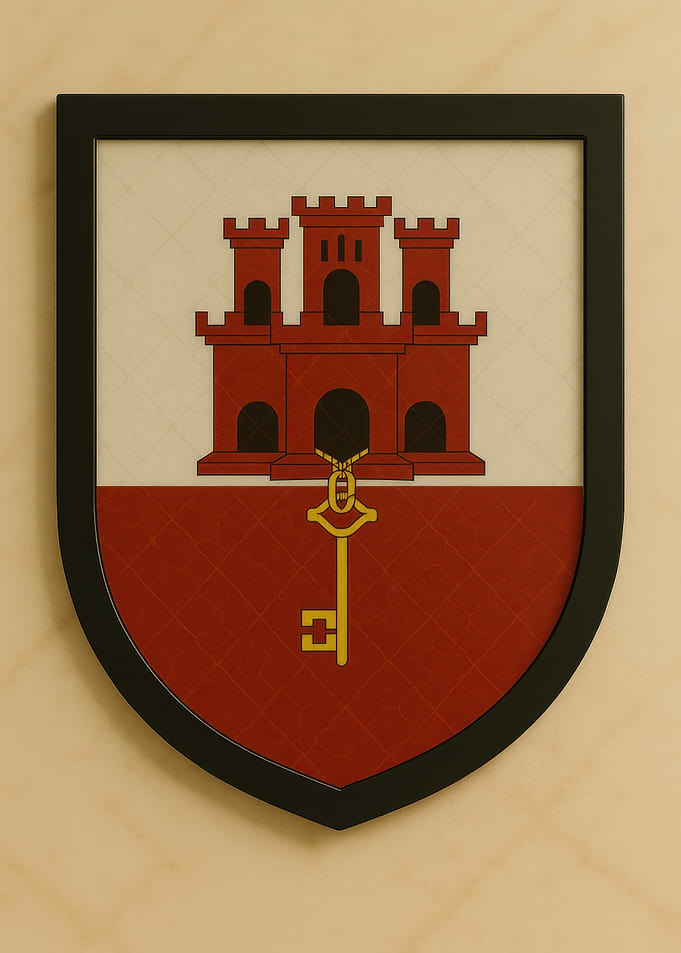 Gibraltar Coat of Arms Framed - Marble look