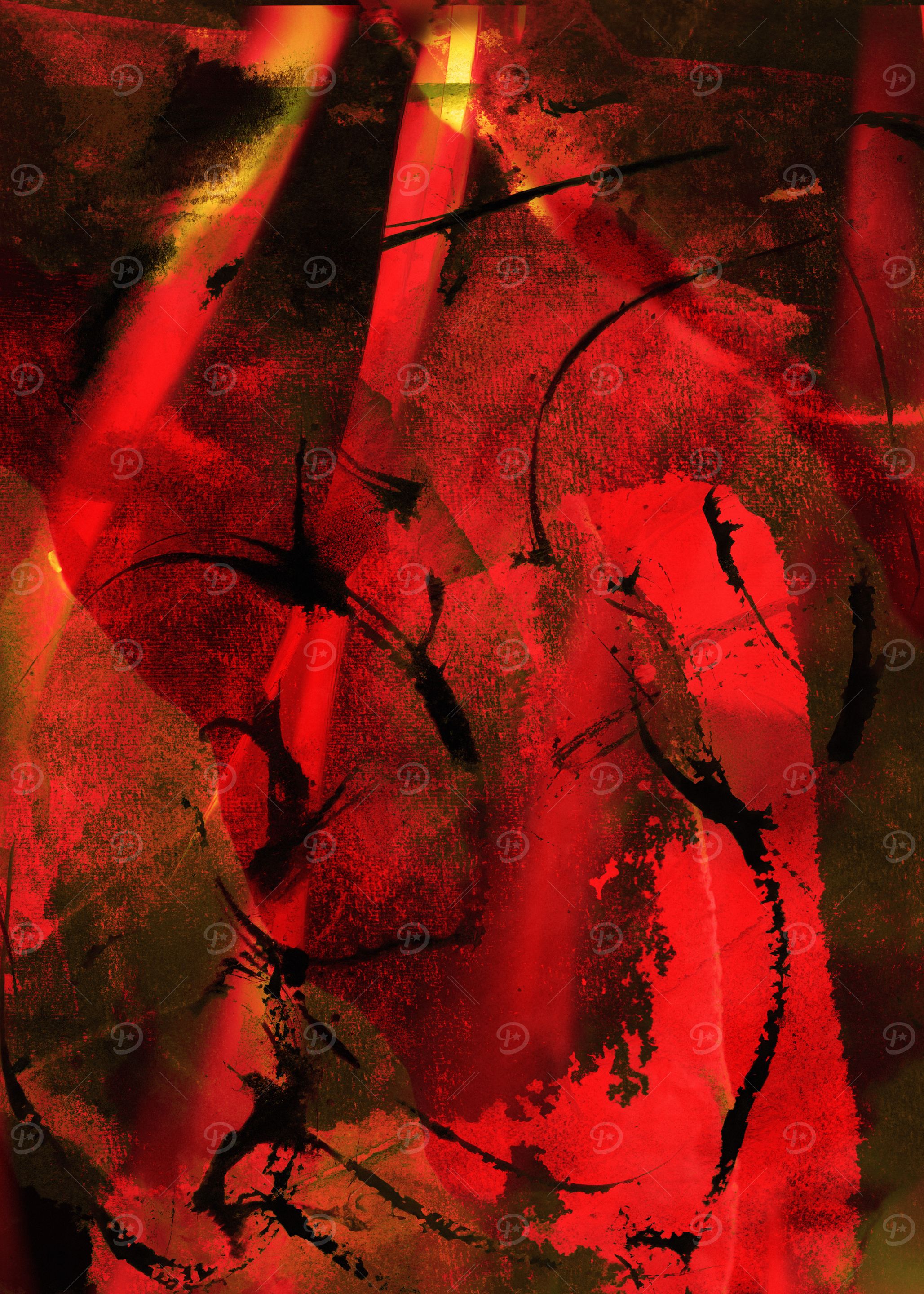 Abstract Red and Black Strokes