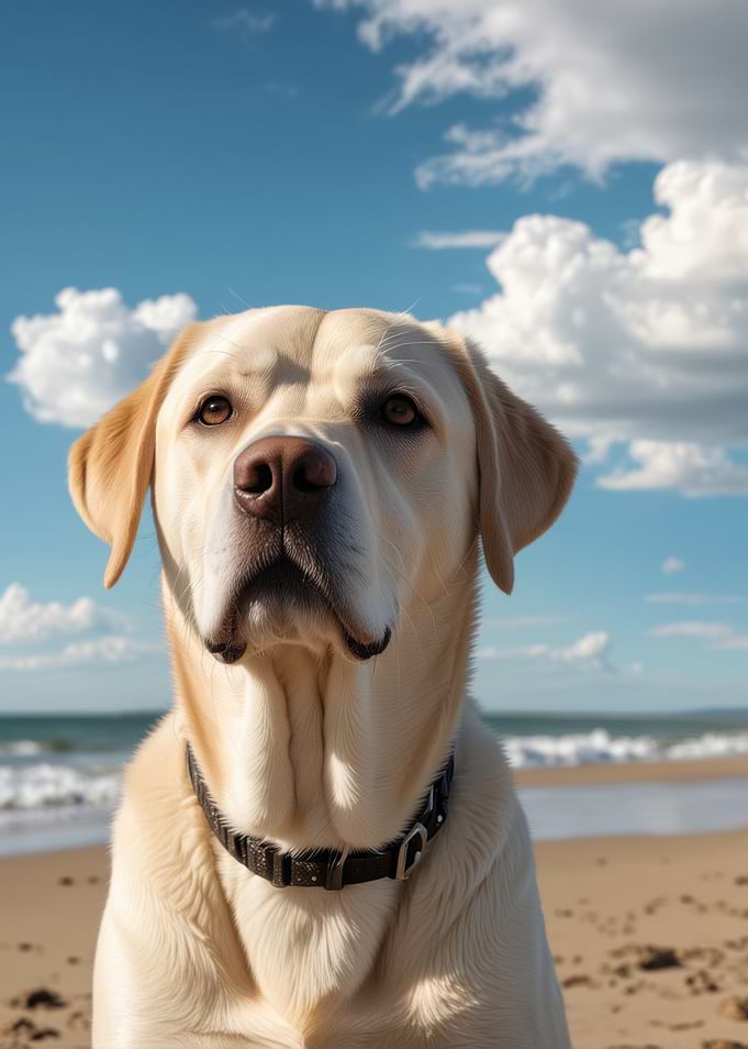 Labrador Retriever Portrait on Beach