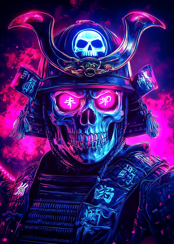 Cyberpunk Samurai Skull