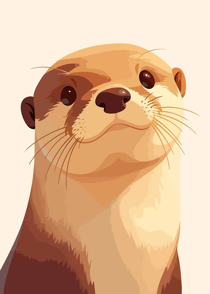 Cute Otter Portrait Minimalist Art Illustration