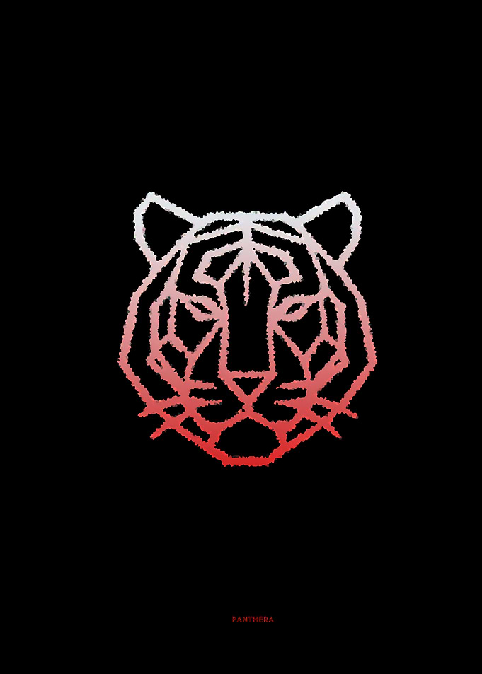 Geometric Tiger/Panther Head - Red Gradient