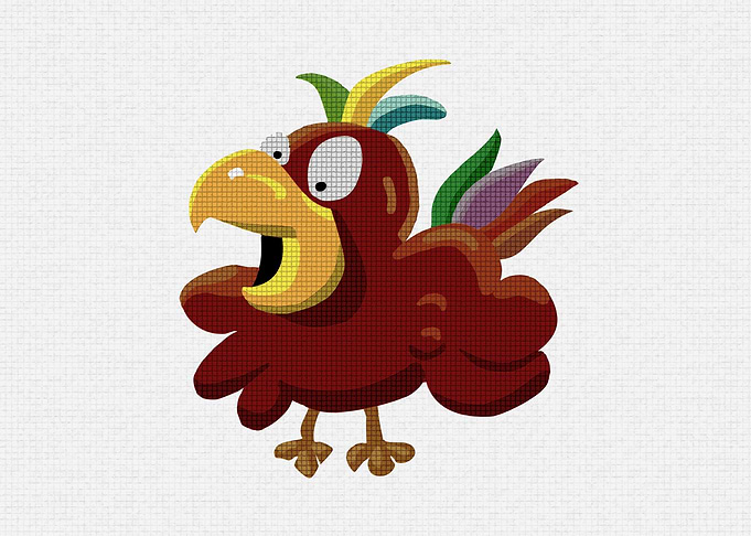 Cartoon Parrot Pixel Art Illustration 1