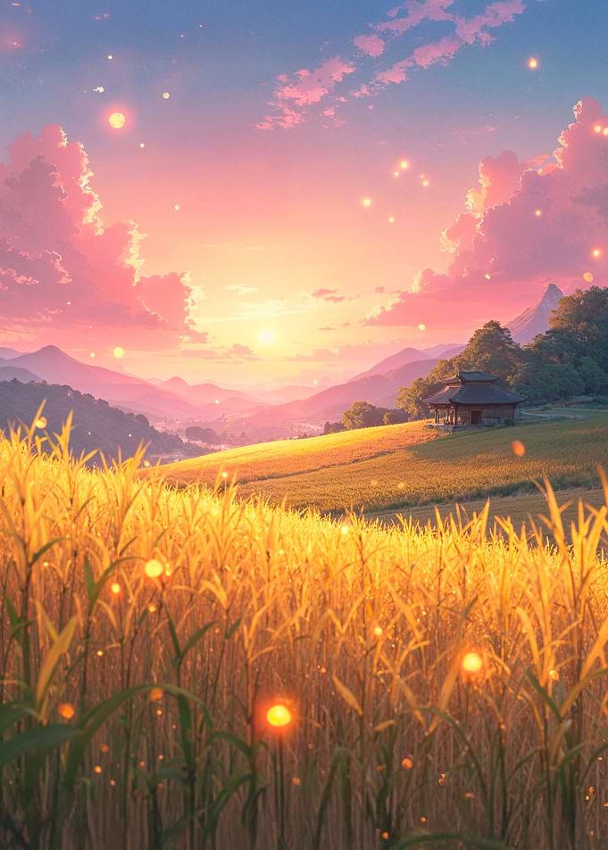 Golden Field Sunset Landscape